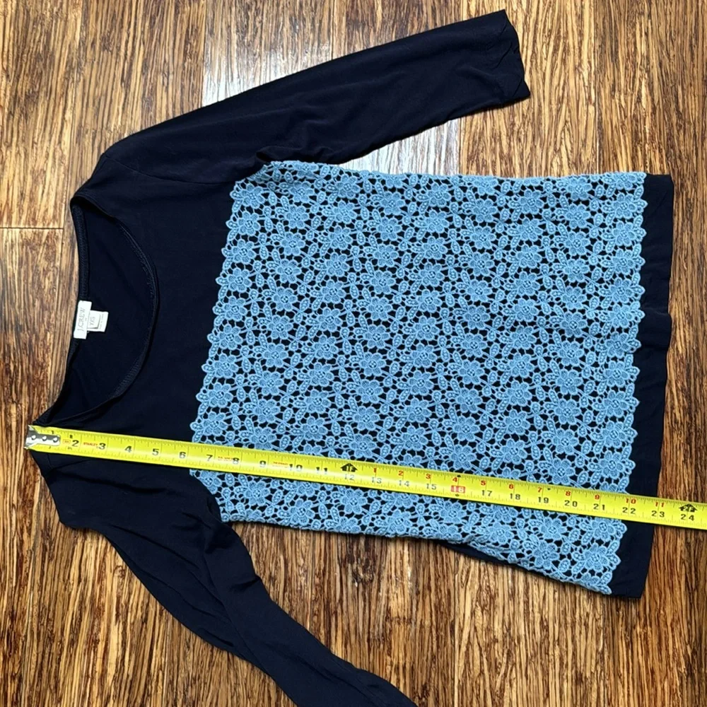 J. Crew blue floral lace long sleeve tee size XXS